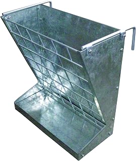 Little Giant Classic Heavy Duty Metal 2 in 1 Goat and Sheep Hay Feeder with Hook Over Design Mounts for Farm Animal and Livestock Feeding