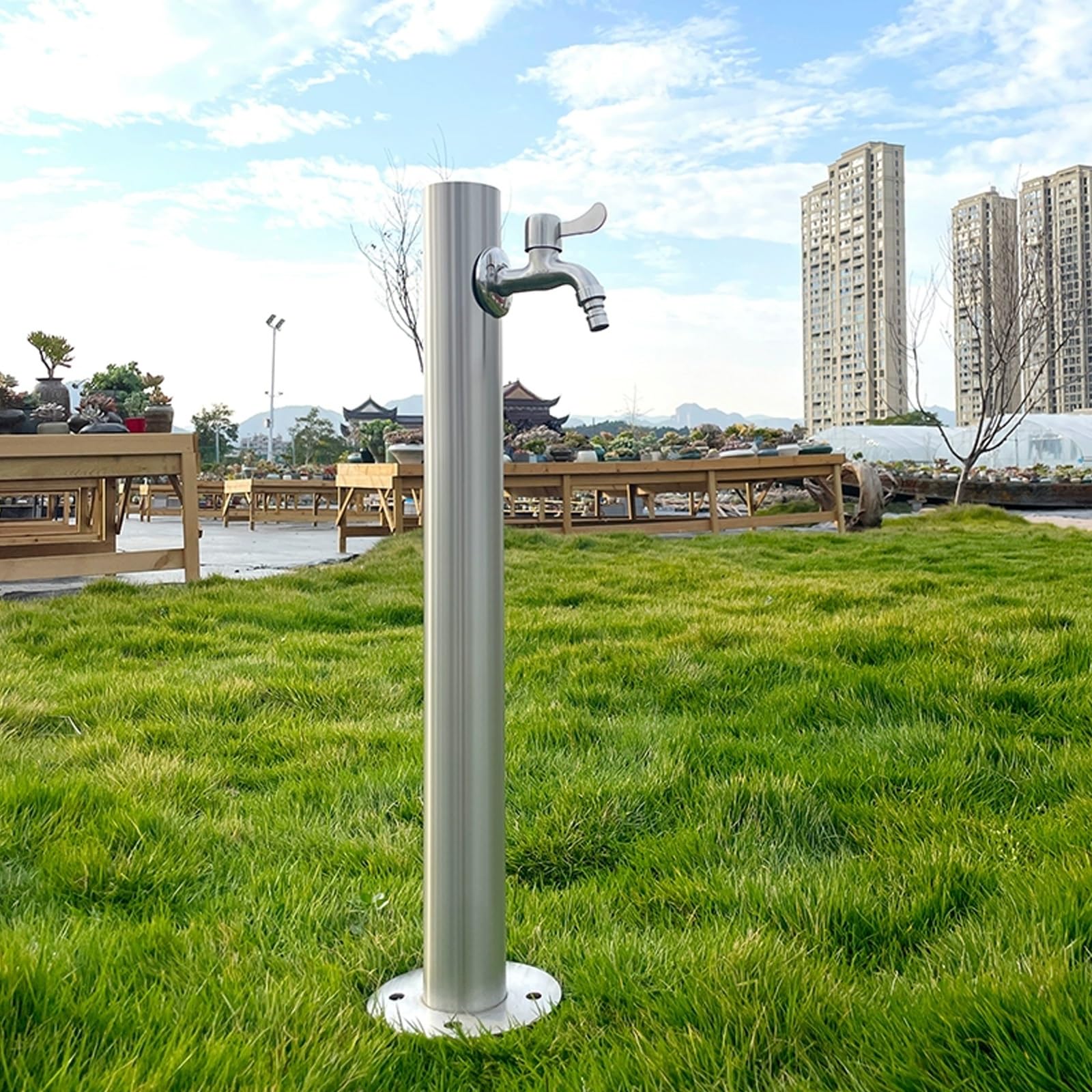 SDCFFC Stainless Steel Garden Water Column with Faucet for Washing and Watering Yard Antifreeze Cracking Water Fountain Medium Size