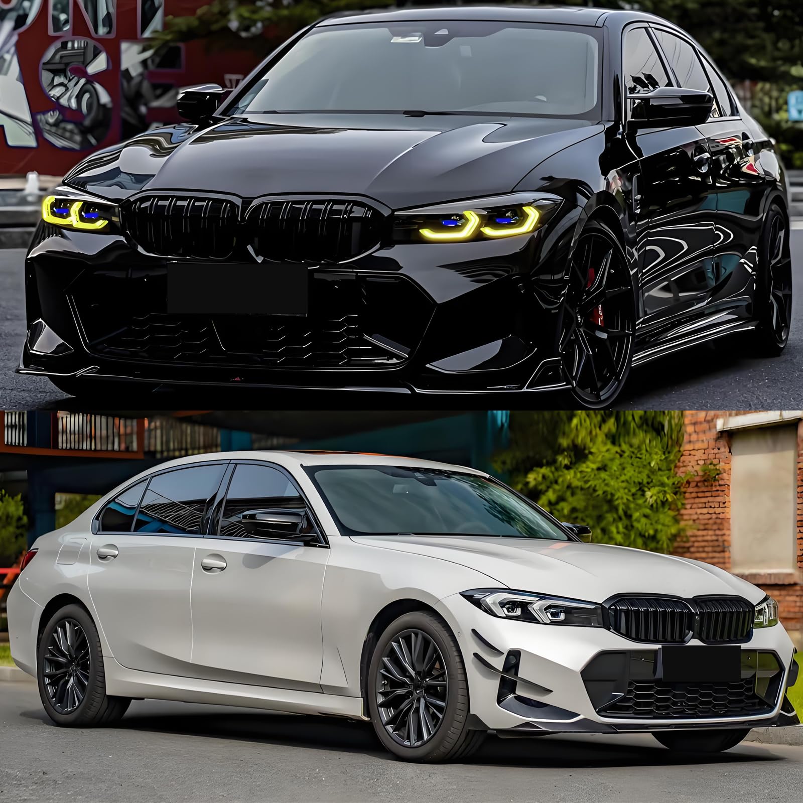 Rejilla de radiador para BMW 3er G20 cámara de riñón negra G21 LCI Sport Grill delantera riñones doble puente parrilla 2022-2024 negro brillante(For 3er G20 G21 2022-2024 LCI)