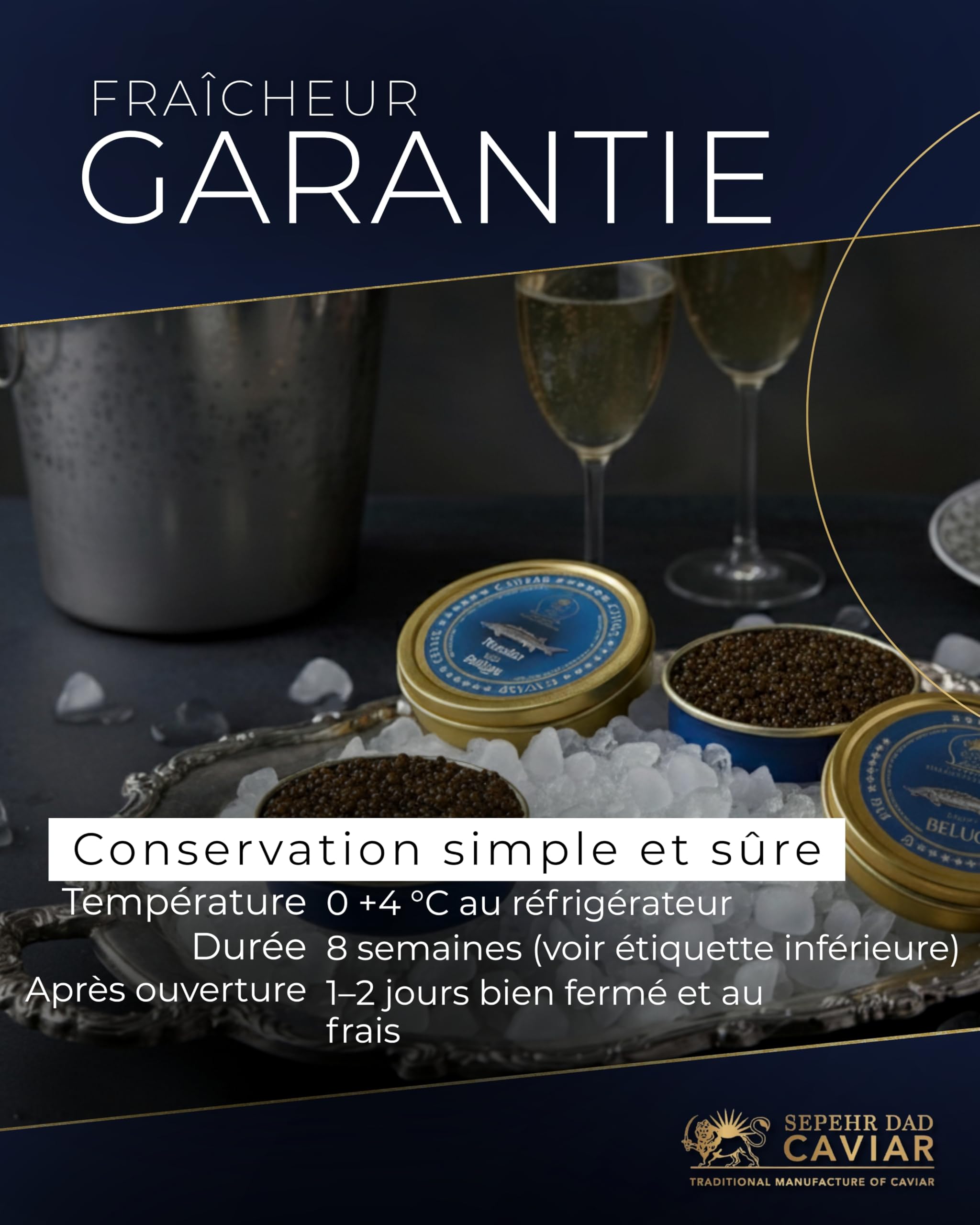 Sepehr Dad Caviar Beluga Russe Style | oeufs d'esturgeon | Elevage CN | 125g