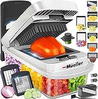 Mueller Original Pro Vegetable Chopper Mandoline Slicer - 8 Blades Onion Cutter with Container, 10-in-1 Kitchen Gadget Since 2013