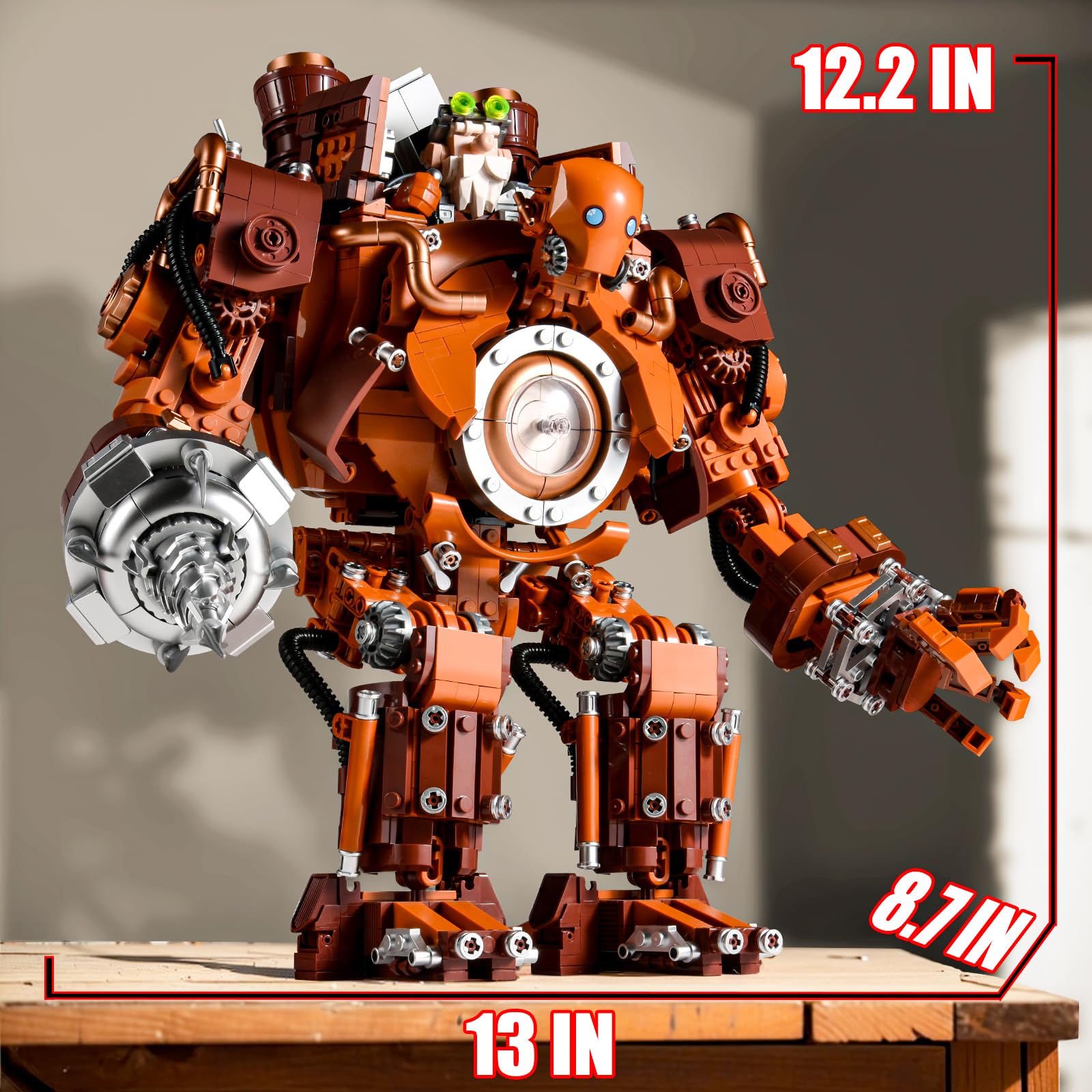 Mech Building Set per adulti, Transforming Warrior Robot Model Kit con arma, Action Mecha Building Blocks per la casa o l'ufficio, Regalo creativo da collezione per adolescenti dai 14 anni in su