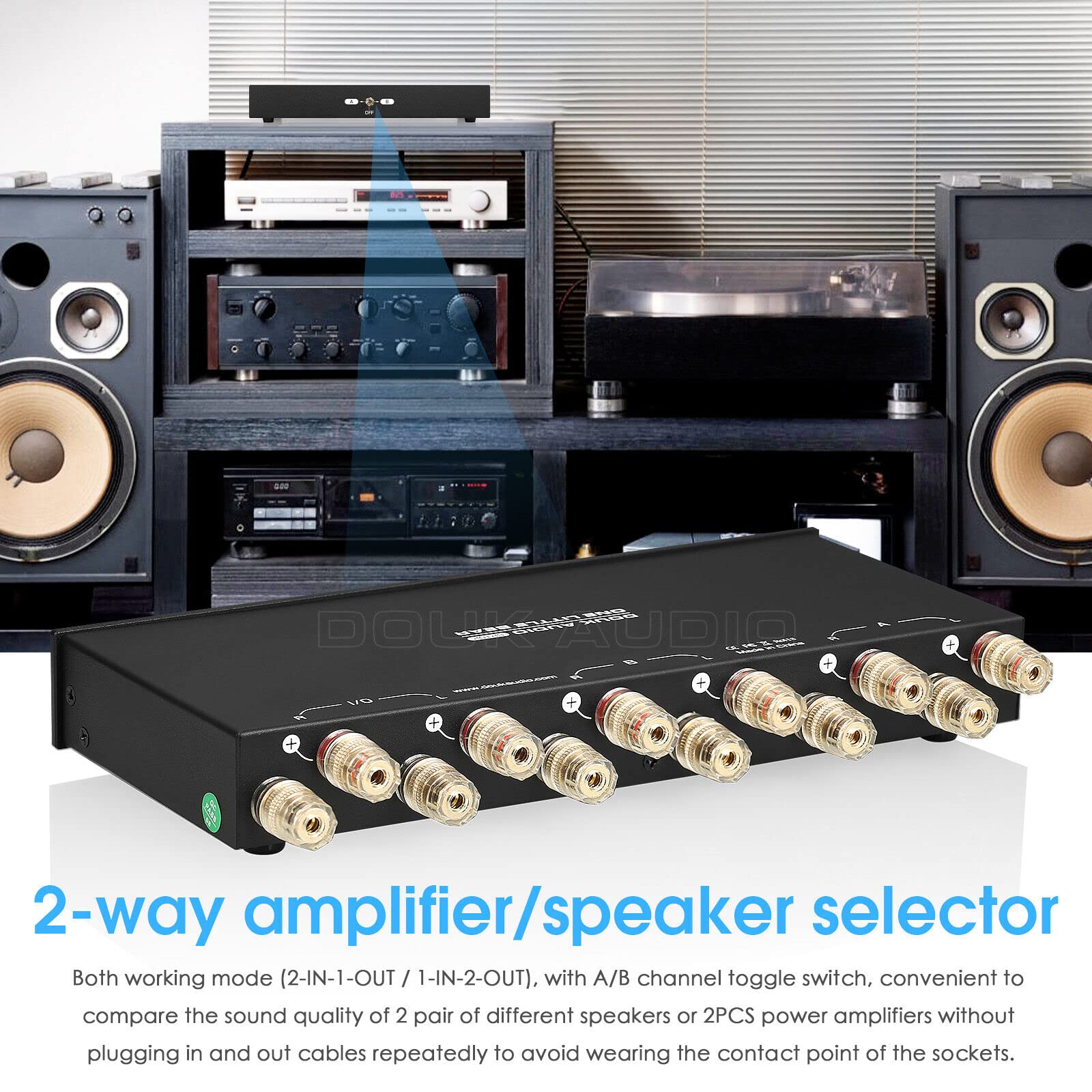 Amplificador de 2 zonas/caja de selección de altavoces Conmutador de audio pasivo para estéreo doméstico (SP102)
