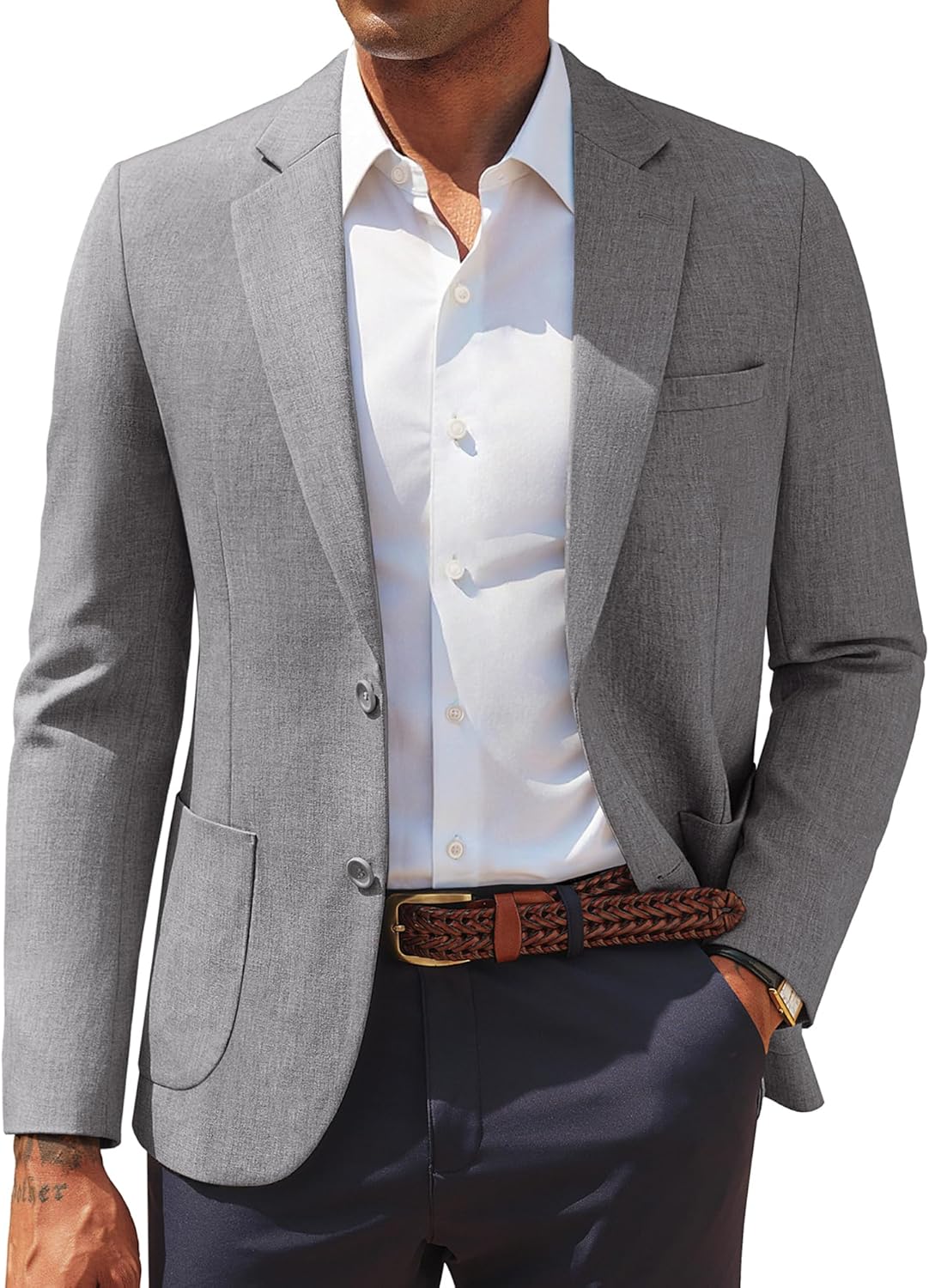 PJ PAUL JONES Mens Casual Sport Coats Two Button Slim Fit Blazer Lightweight Pattern Lined Notch Lapel Suit Jacket