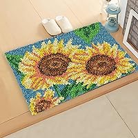 Vista 8 de ZFFLYH Kits de gancho de pestillo para alfombras DIY de bordado sin terminar para niños/adultos con patrón de lienzo impreso, 52X38cm Girasol