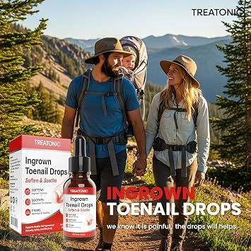 Treatonic Ingrown Toenail Treatment Drops - Ingrown Toenail Softener and Reliever Kit for Easy Trimming with Silicone Gel Toe Caps - 2 Pack