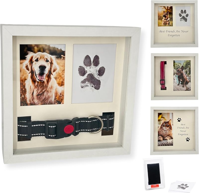 Kit de Memória com Impressão de Patas para Cães OtterPets, Porta-Retrato Quadrado Branco 22,86 x 22,86 cm