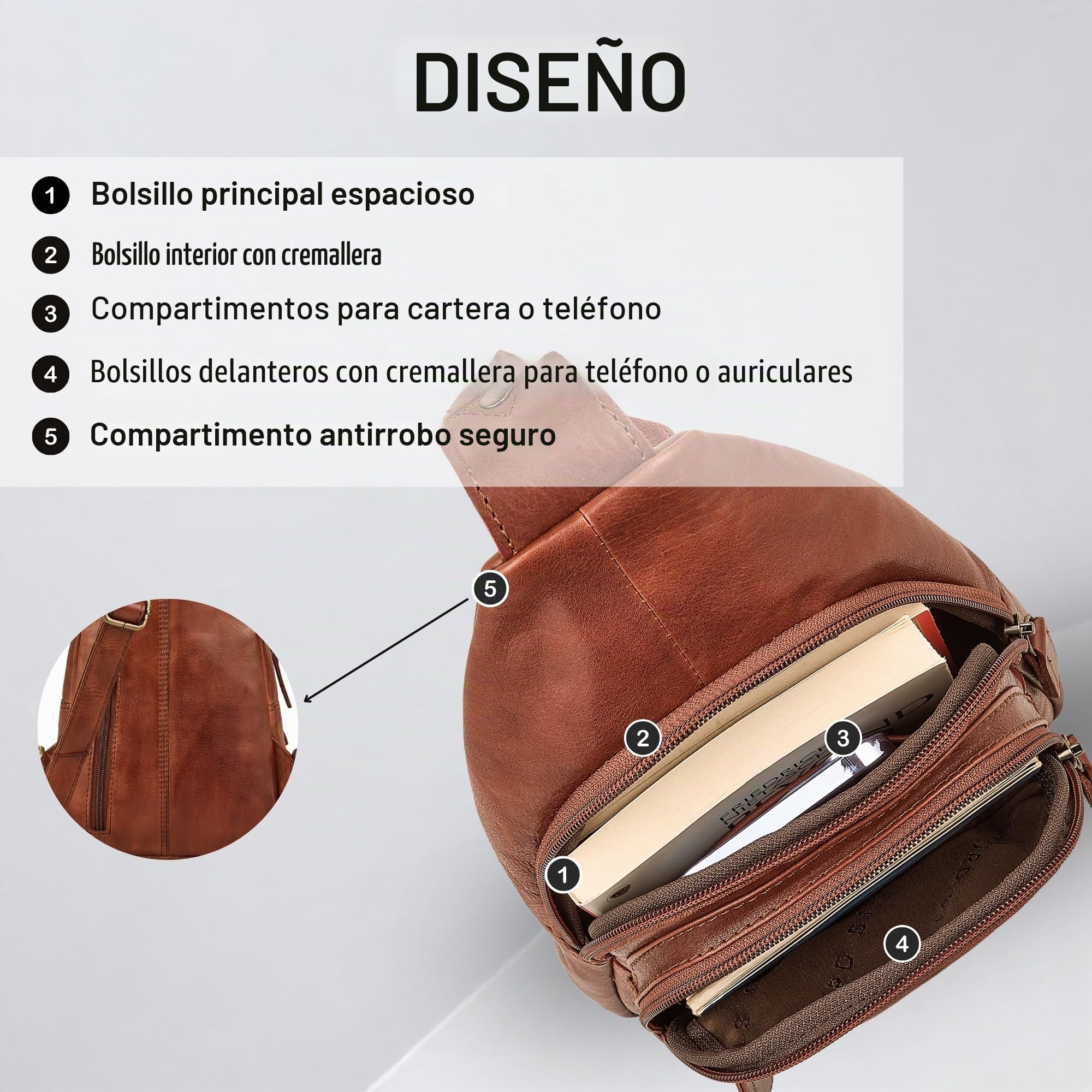 STILORD "Torino Estilo Bolso Pecho Hombre Piel Crossbody Bag – Riñonera de Pecho de Cuero Genuino para Colgar para Tablet de 8,3 Pulgadas Antirrobo para Viajes Color:negro