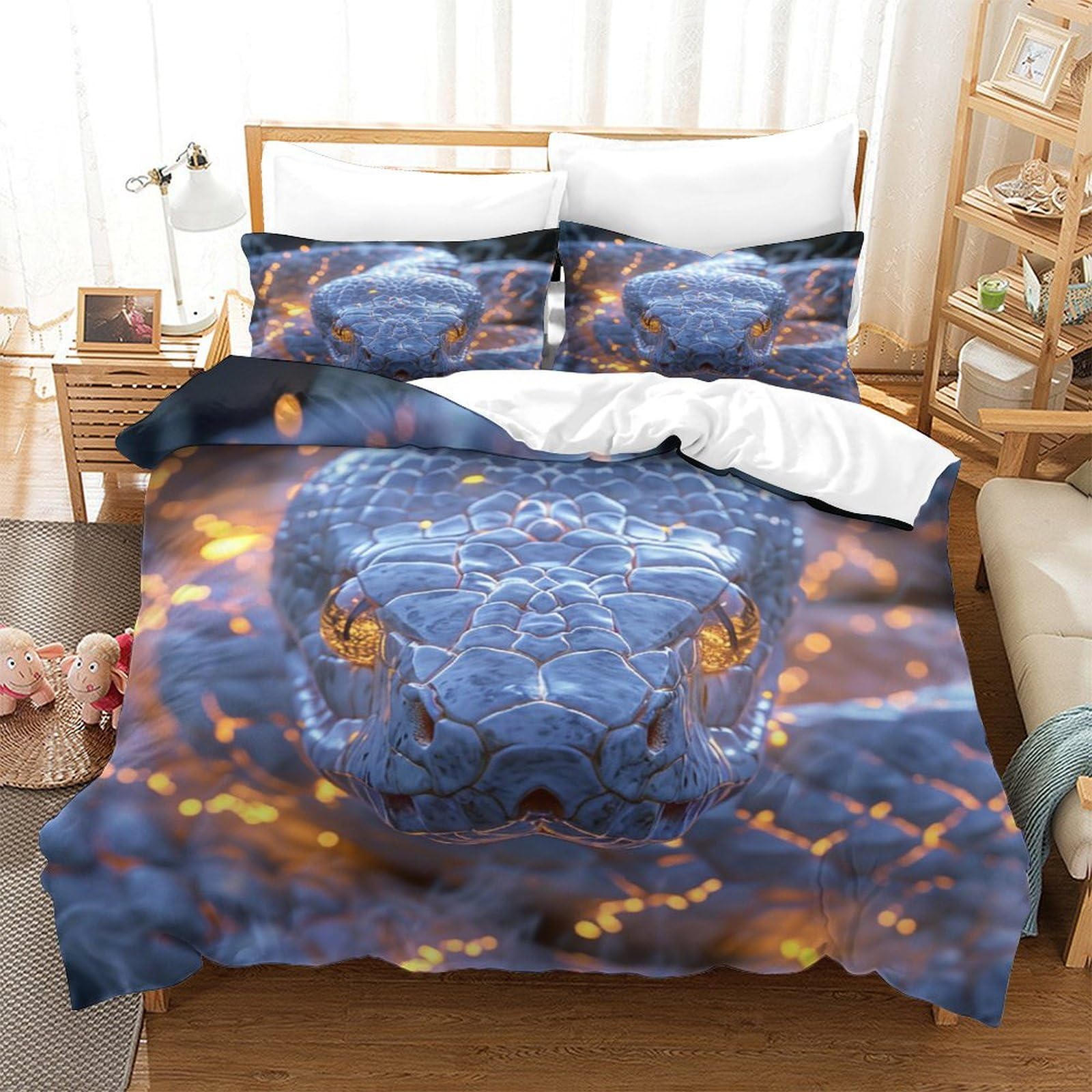 P1S9U7W5Y 3D Printed Cool Dragon Eyes 3pcs Duvet Cover Set Microfiber Fantasy Dragon Bedding Set King（220x240cm）