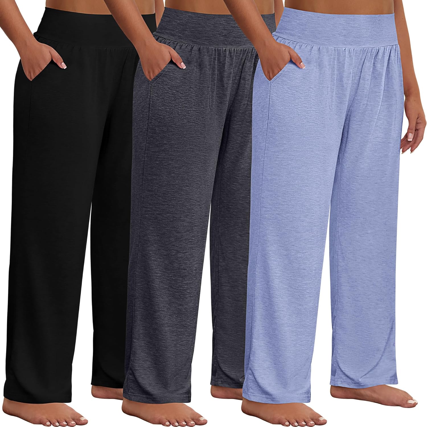 Neer 3 Pack Women Plus Size Wide Leg Yoga Pants High Waist