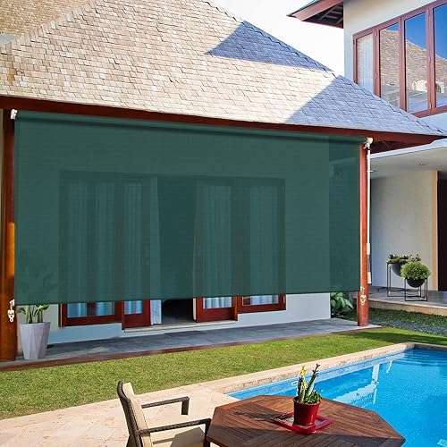 PASSENGER PIGEON Persianas enrollables sin cordón para exteriores, persiana exterior de ventana, persianas enrollables de tela solar con corte UV