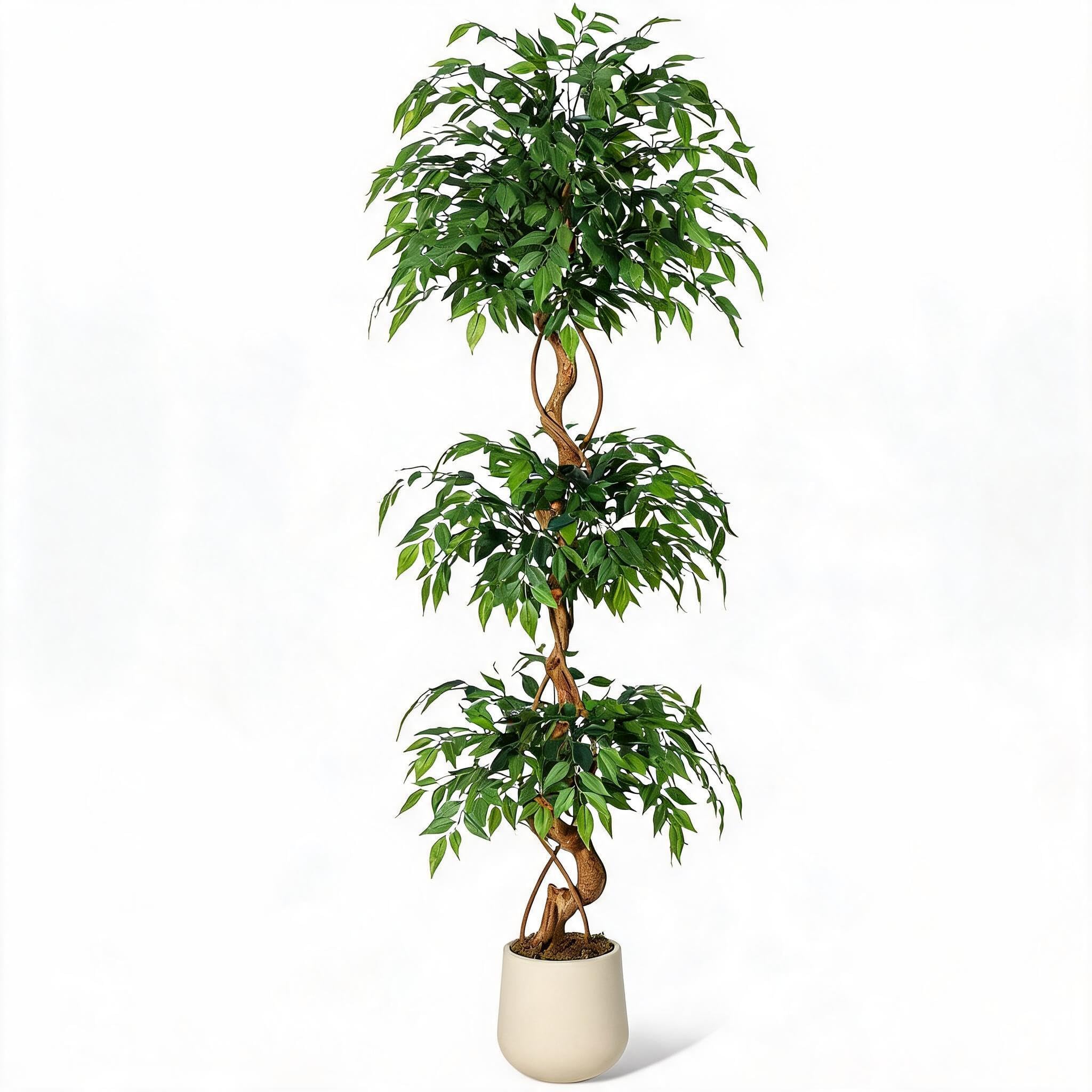 Künstlicher Ficusbaum 120 cm im Topf, Pflegeleichte Kunstpflanze | Naturgetreuer Ficusbaum im Topf, pflegeleicht und langlebig – ideal für Wohnzimmer, Büro, Schlafzimmer oder Flur.