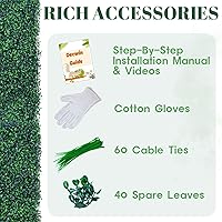 Vista 5 de Paneles artificiales de boj de 20 x 20 pulgadas (12 unidades), paneles de pared de césped con protección UV, gran privacidad, fondo de pared verde