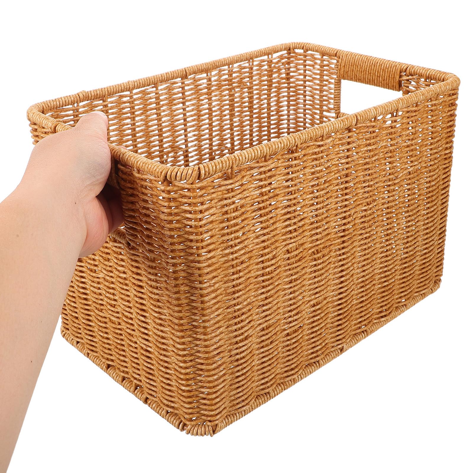 Cesta Rectangular de Almacenamiento Hogar de Plástico, Color Caqui