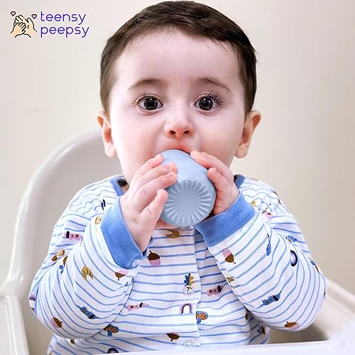 Miniatura 4 de Vasos de entrenamiento de silicona para bebés mayores de 4 meses, paquete de 2 tazas de transición pequeñas para regalo de bebé, taza de agua para