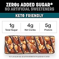 Vista 5 de KIND ZERO Barras sin azúcar agregado, chocolate negro, nueces y sal marina, aperitivos aptos para dieta cetogénica, sin gluten, 0.18 onzas