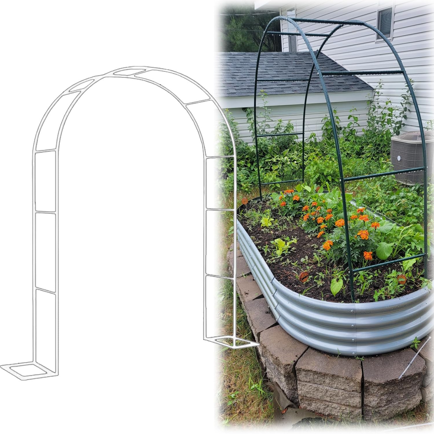 Arco di nozze in metallo per cerimonia festa giardino graticcio bianco arco stand per piante rampicanti indoor outdoor sfondo per giardino cortile prato 200 x 230 x 40 cm