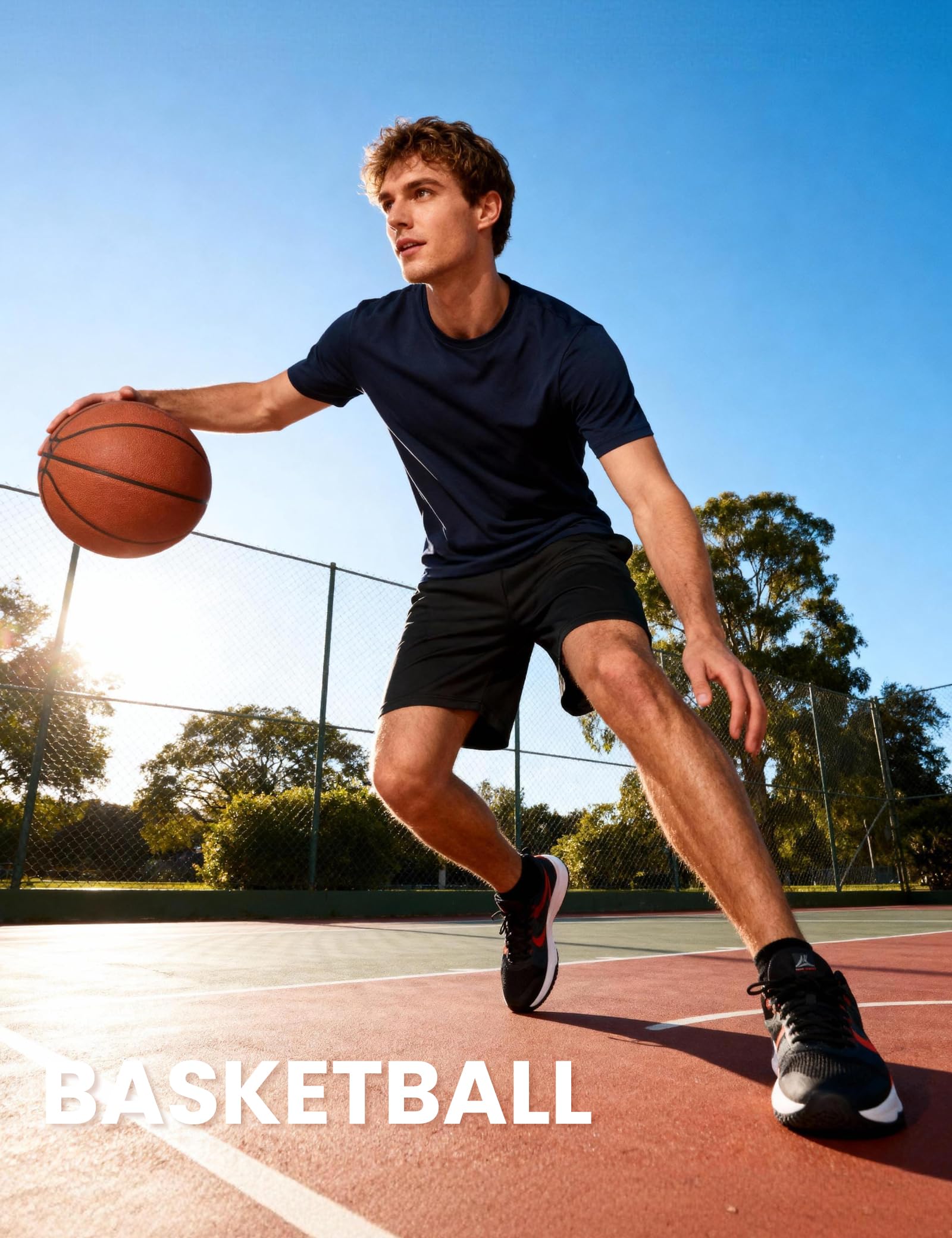 BVNSOZ Pantaloncini sportivi da uomo con tasche e elastico in vita, ad asciugatura rapida, pantaloncini da allenamento per uomo, Confezione da 7 nero, grigio scuro, grigio chiaro, blu navy, blu, rosso