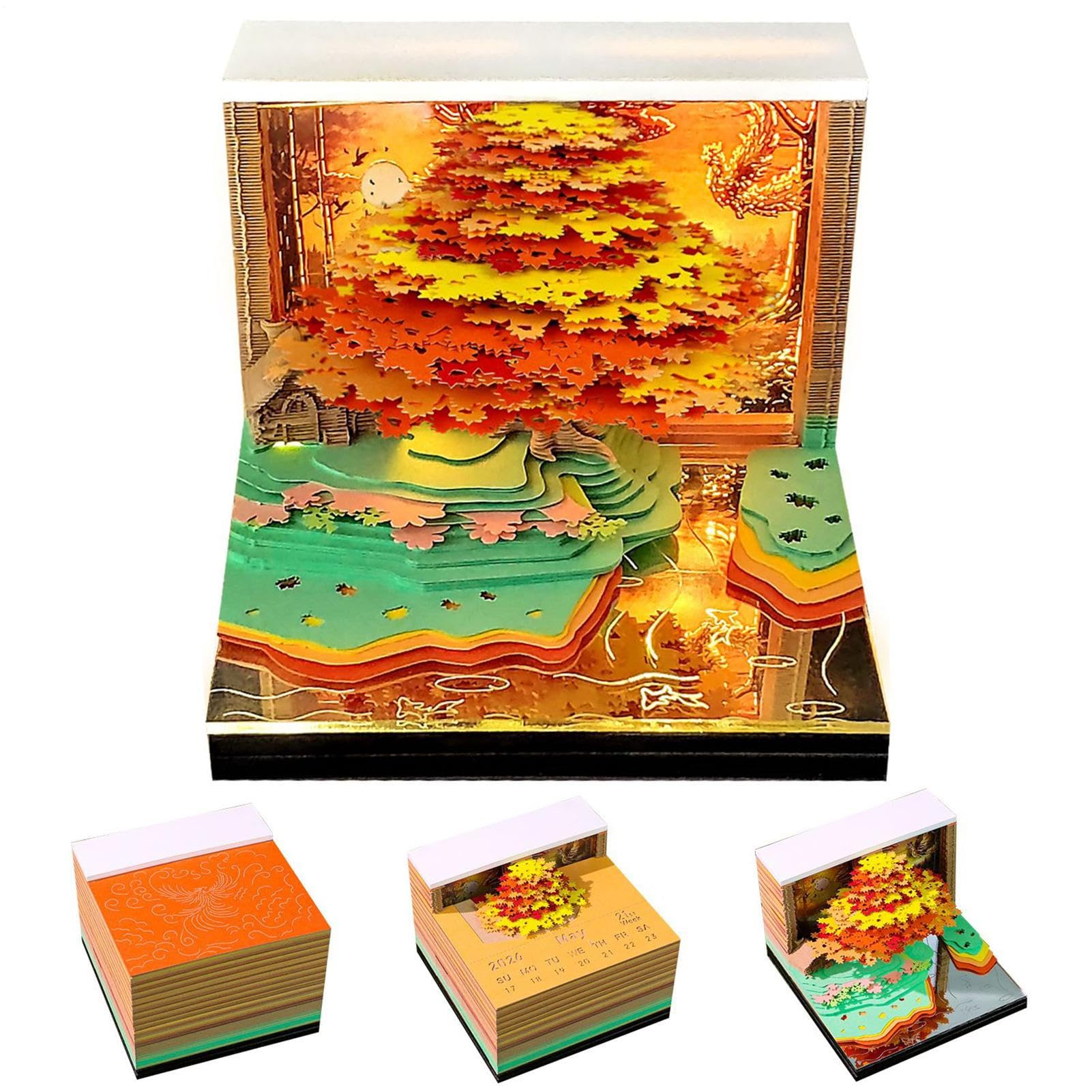 3D-Schreibtischkalender | Wochenplaner 2026 Tischkalender | Notizblock für Veranstaltungen, dekorativer Planer für Schule, Zuhause, Hotel | Weihnachten Thanksgiving