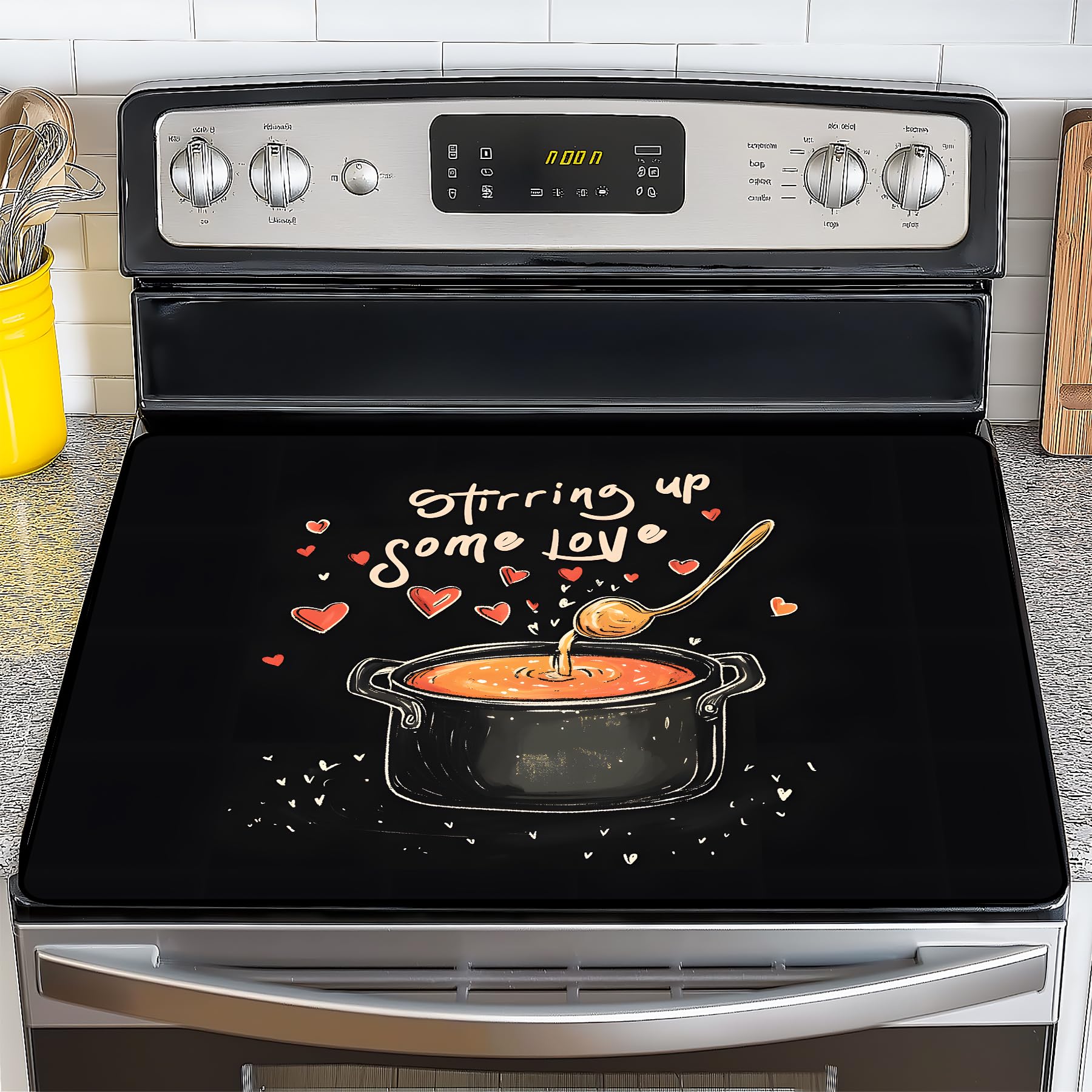 Stove Top Cover for Electric Stove,Glass Stove Top Cover, Heat Resistant Glass Cooktop Cover, Stovetop Protector, Kitchen Decor, Dish Drying Mats Cover for Ceramic Washer Top 28.5x20.5 inch