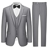 3 Piece Suits for Men,Men's Suit Slim Fit,Business Solid One Button Wedding Tuxedo Blazer Vest Pants Set