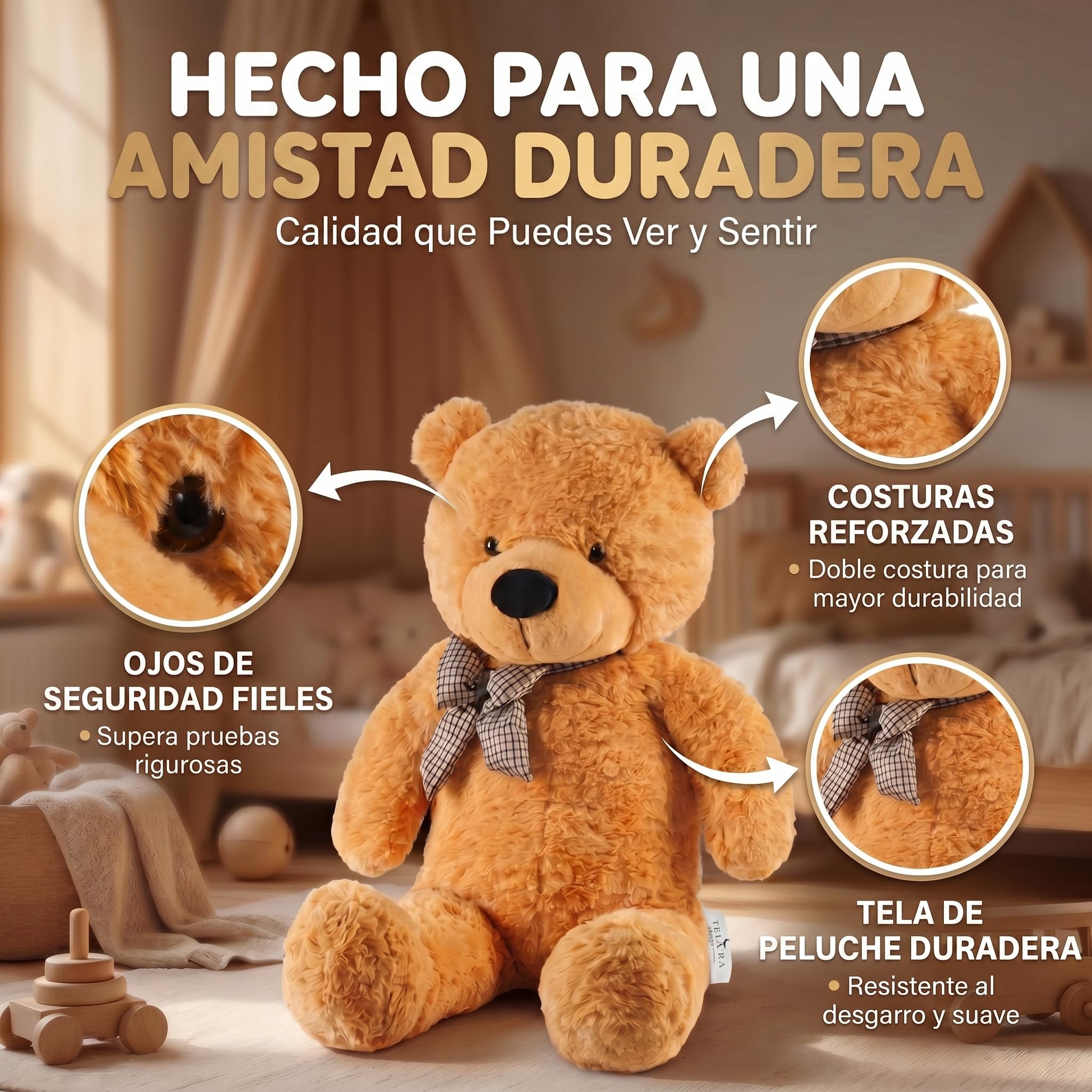 Feluna® Oso de Peluche Gigante 120 cm XXL con Lazo