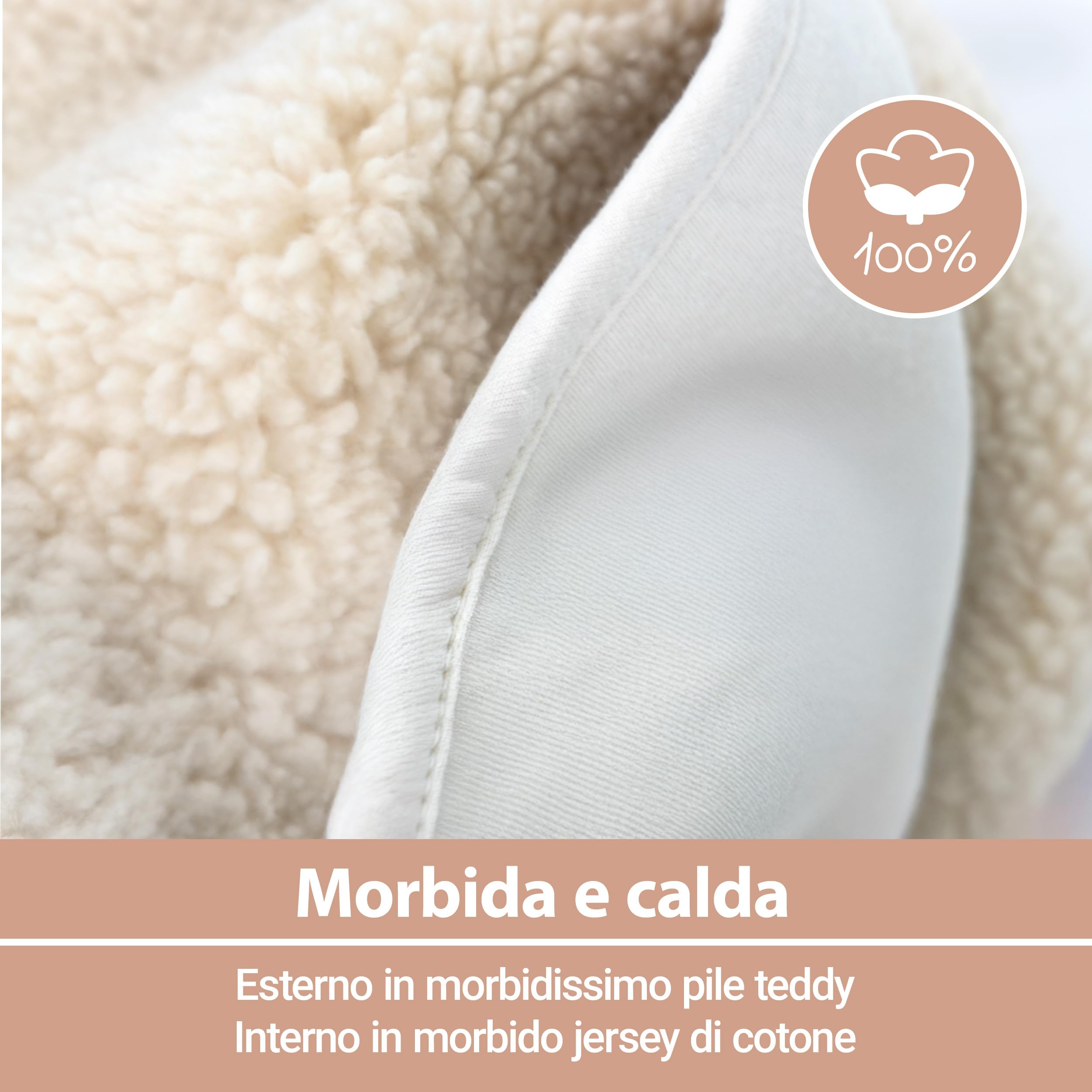 Zamboo Copertina Avvolgente - Morbida Copertina per Neonati con Cappuccio e Aperture per Cinture | Certificato OEKO-TEX, 80x80 cm - Copertina Ovetto, Seggiolini Auto, Passeggini e Carrozzine | Beige