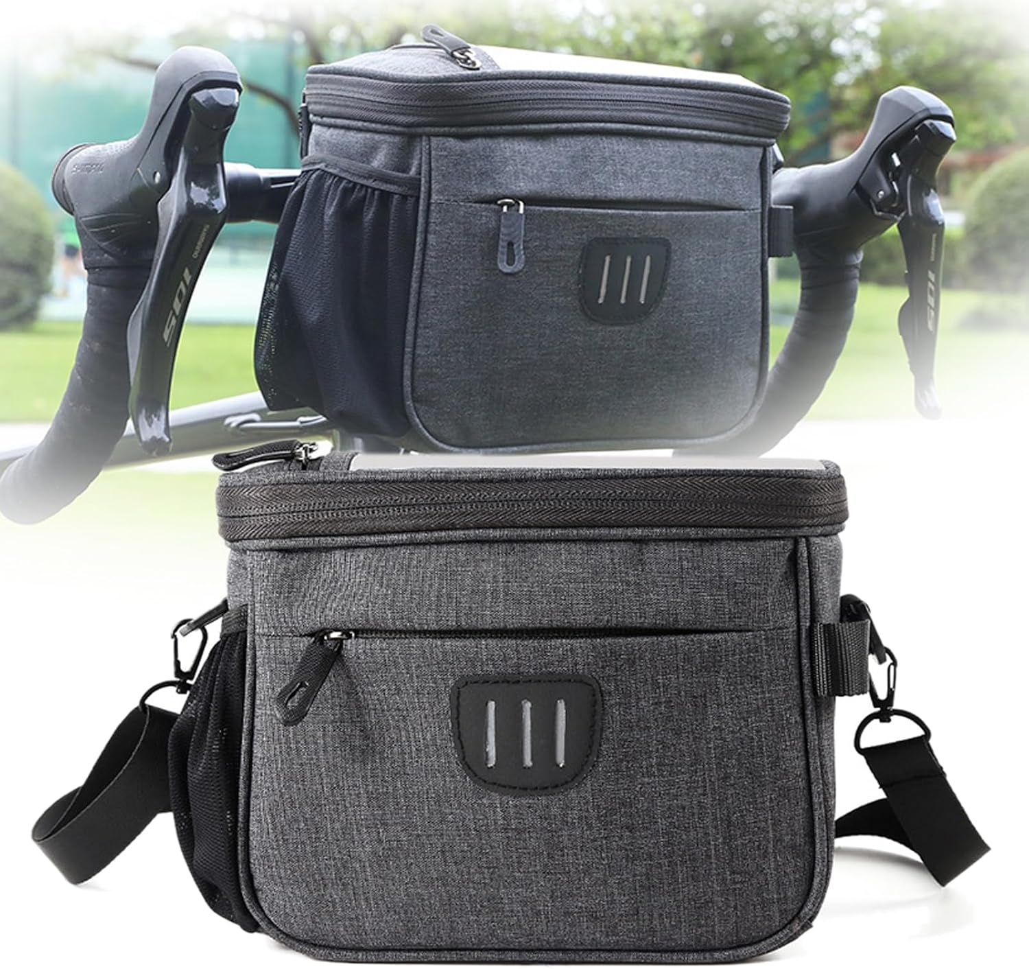 Bicycle Handlebar Bag, Bicycle Basket With Mobile Phone Holder, Shoulder Straps, Reflective Strips, Suitable For Mountain Bikes, Road Bikes, Motorcycles, And Electric Bicycles