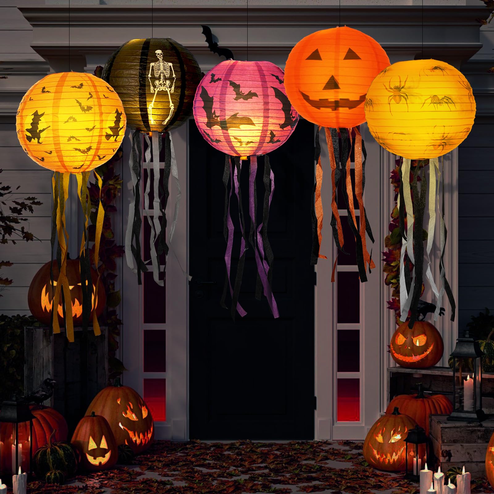Amazon.co.jp : 10個 ハロウィンデコレーション ペーパーランタン LED