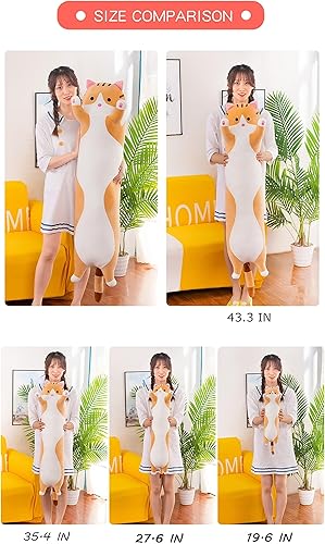 Miniatura 4 de Almohada de felpa larga de cuerpo largo con dibujos animados de animales de peluche, almohadas decorativas, regalo para niños y niñas (marrón, 19