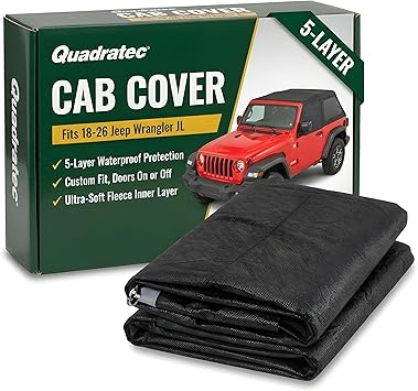 Quadratec Softbond 5-Layer Cab Cover - Fits Jeep Wrangler JL 2018-2023 - Jeep Cover 2 Door Jeep Wrangler Cover Jeep Wrangler Rain Cover Jeep Rain Cover 2 Door - Includes storage tote - Fast-Dry Fabric