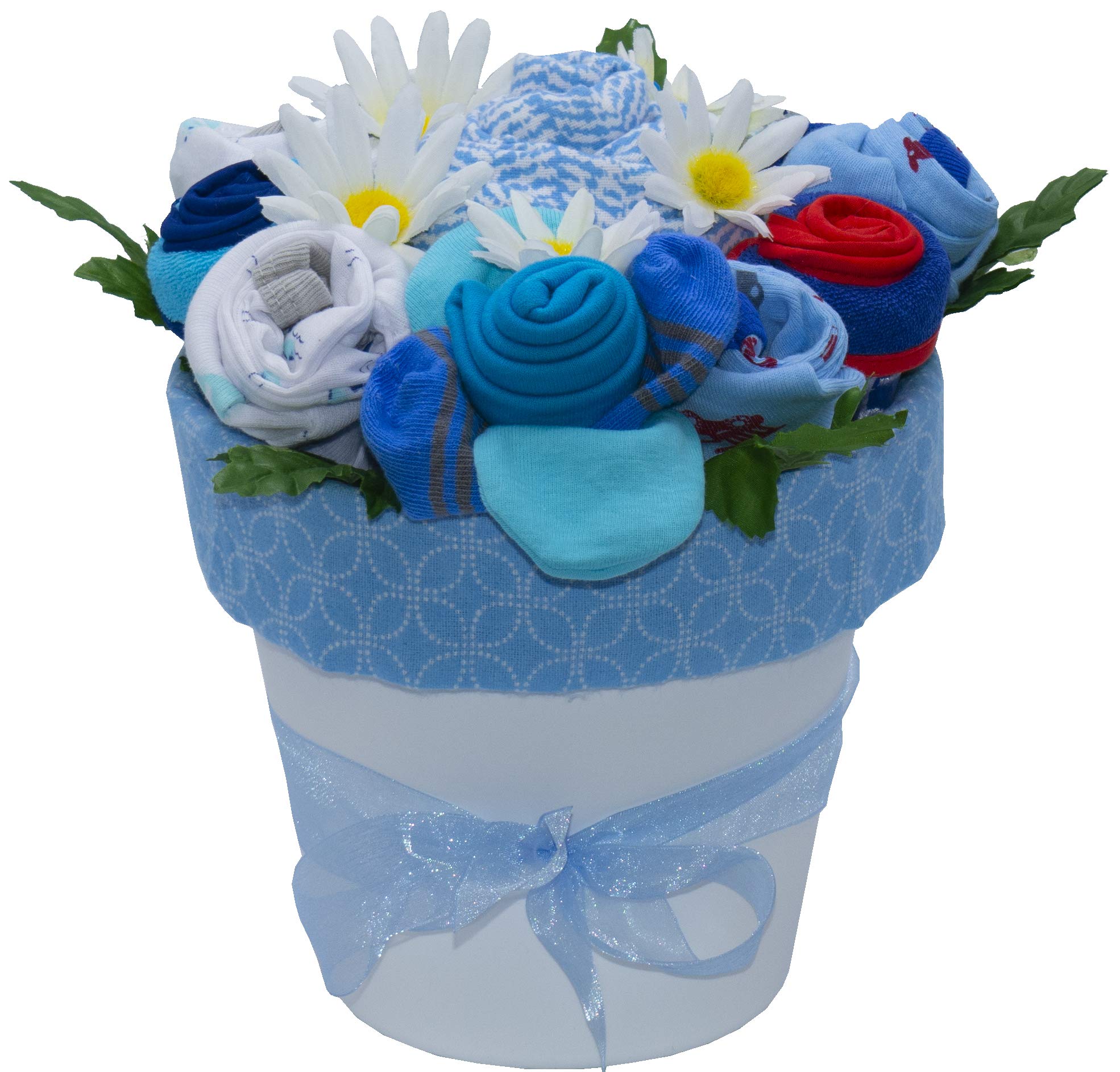 Nikki's Deluxe New Baby Blossom Clothing Bouquet - Blue