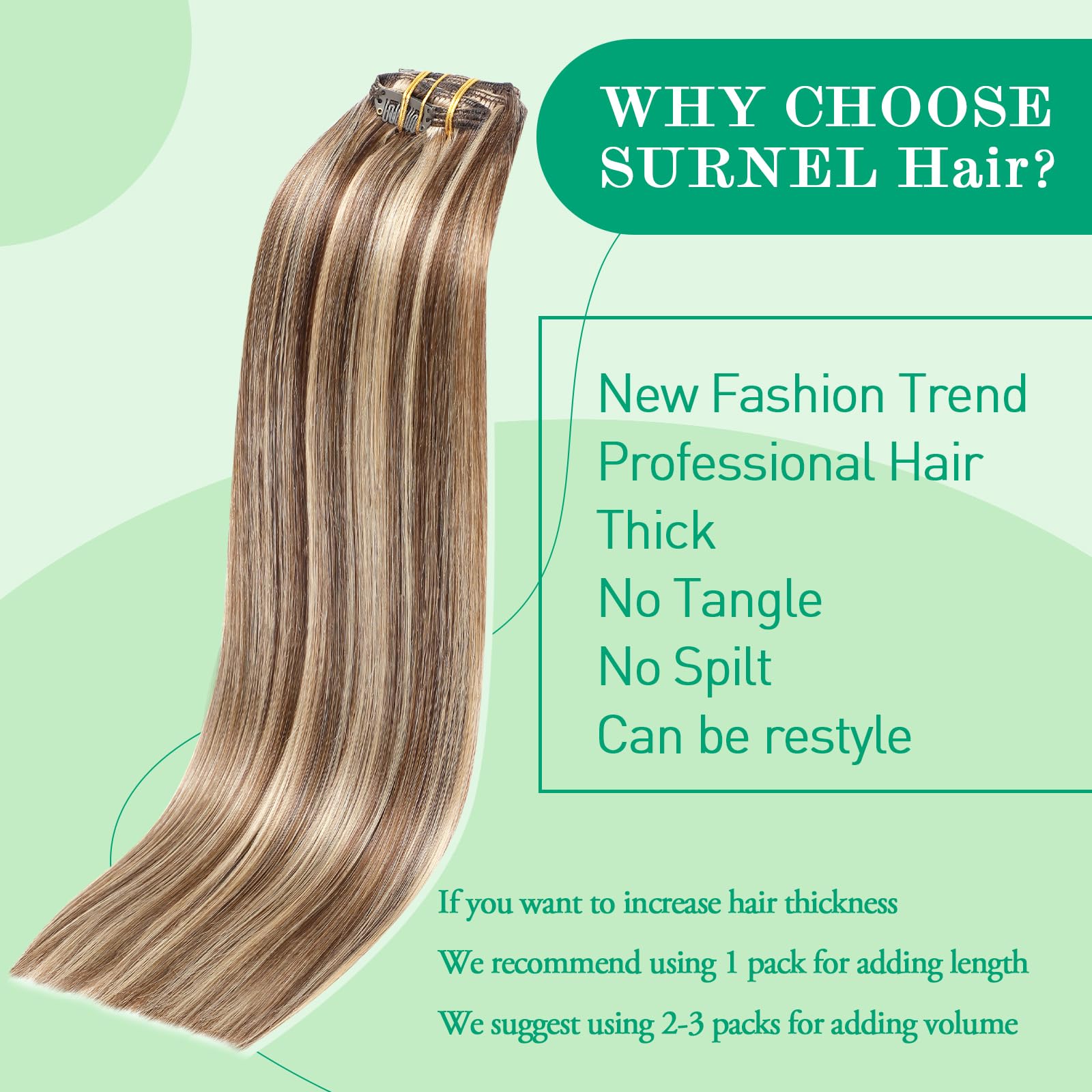 SURNEL Extensiones Clip Pelo Natural 100g 35cm 6 Piezas Castaño Chocolate Extensiones De Clip De Humano Real Extensiones Pelo Natural Remy (C#4-35cm) — view 87