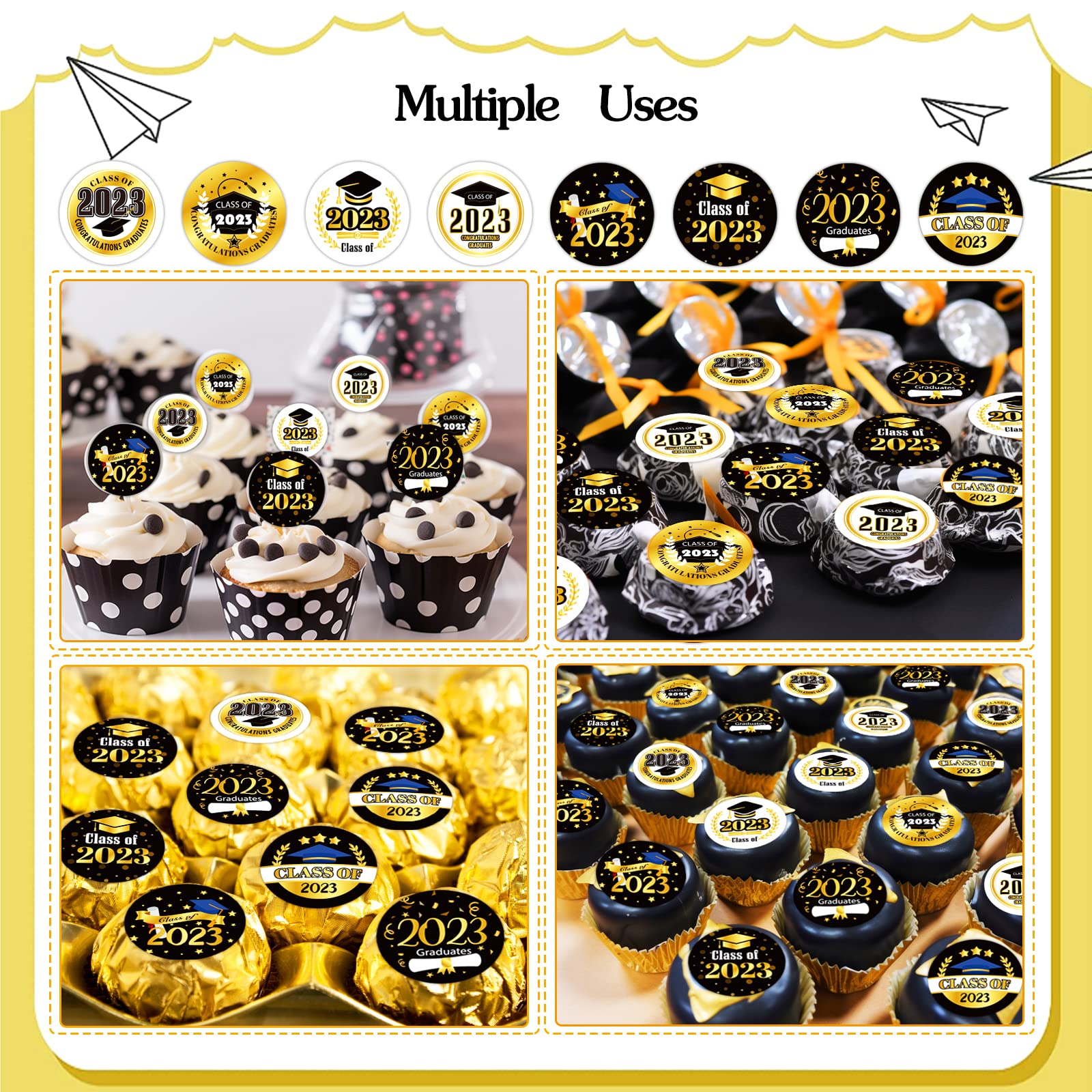 SICOHOME 112pcs Graduation Stickers for Candy, Chocolate Drops Labels - Class of 2023 Stickers - Graduation Party Decorations - School Colors - 112