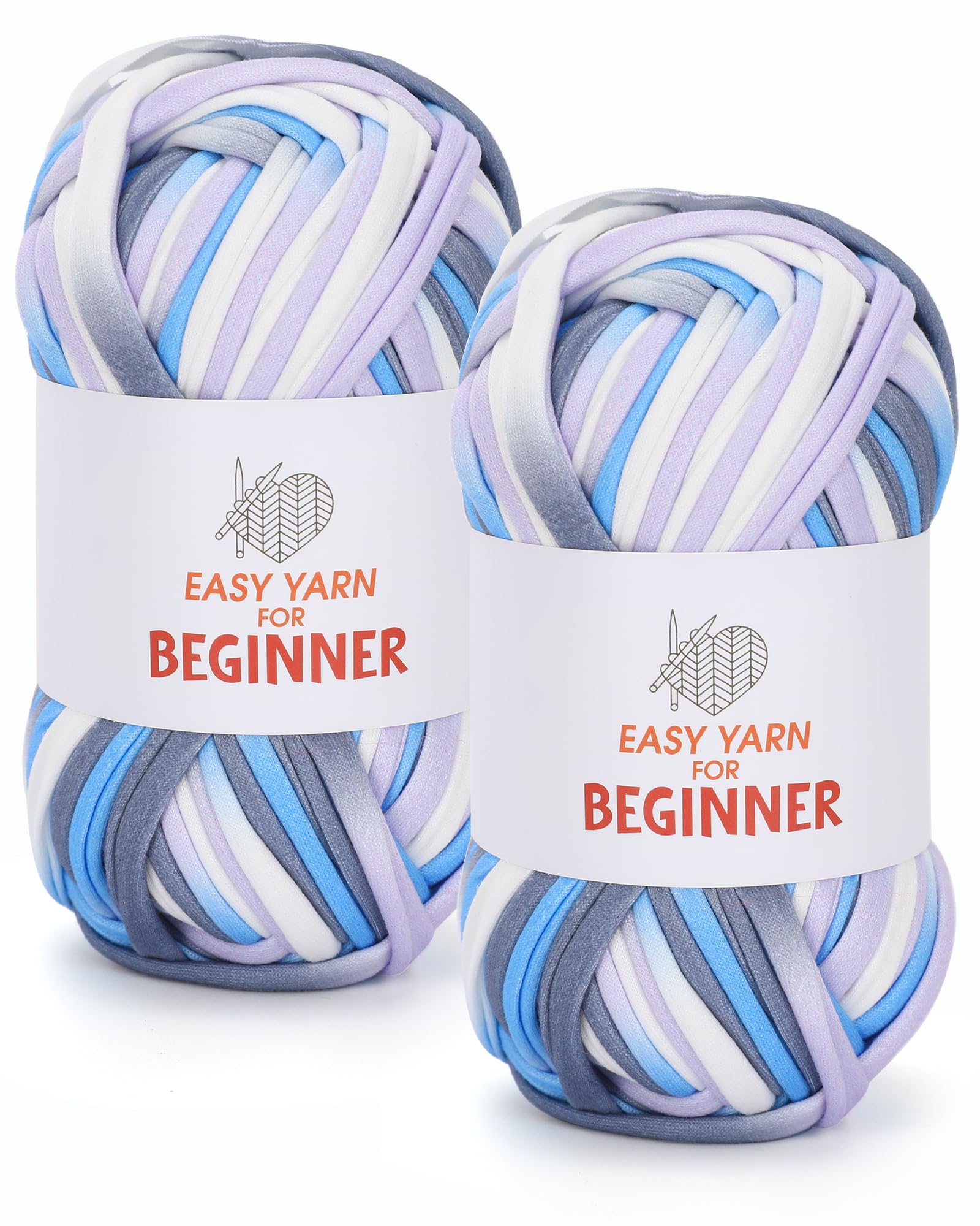 T-Shirt Yarn for Crocheting Knitting - 2 PCS Chunky Thick for Bags, Blanket, Cushions, Slippers, Storage Baskets Projects - Fabric 100g2 (3.5oz2), DIY Handmade Knitting Gift