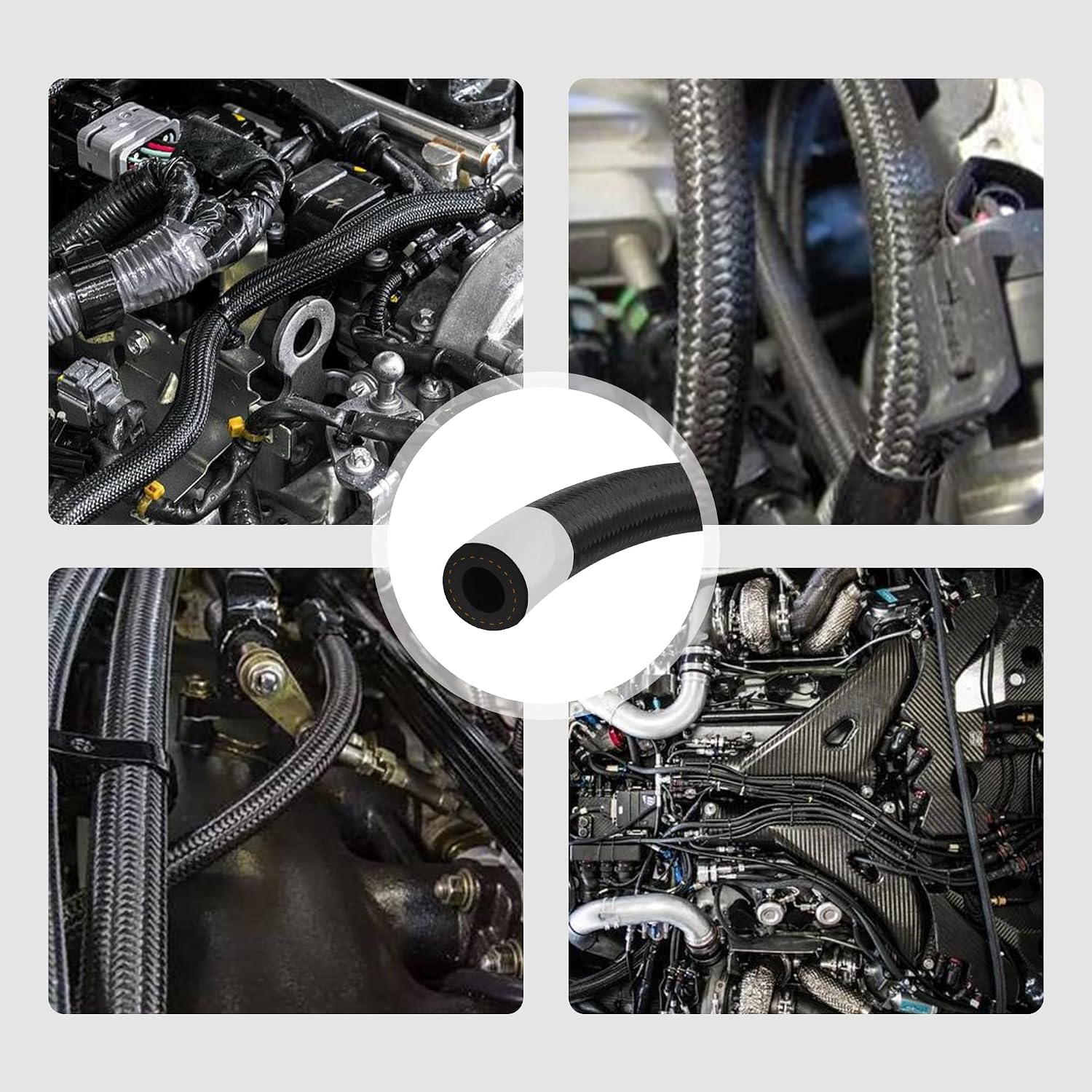 10Ft 5/16 Fuel Lines with 3-Layer Combination Braided Fuel Line Hose,CPE 5/16 Fuel Hose for Oil Cooler Line,Vacuum Line,Universal 6AN Fuell Line Kit Fit Car Truck Boat