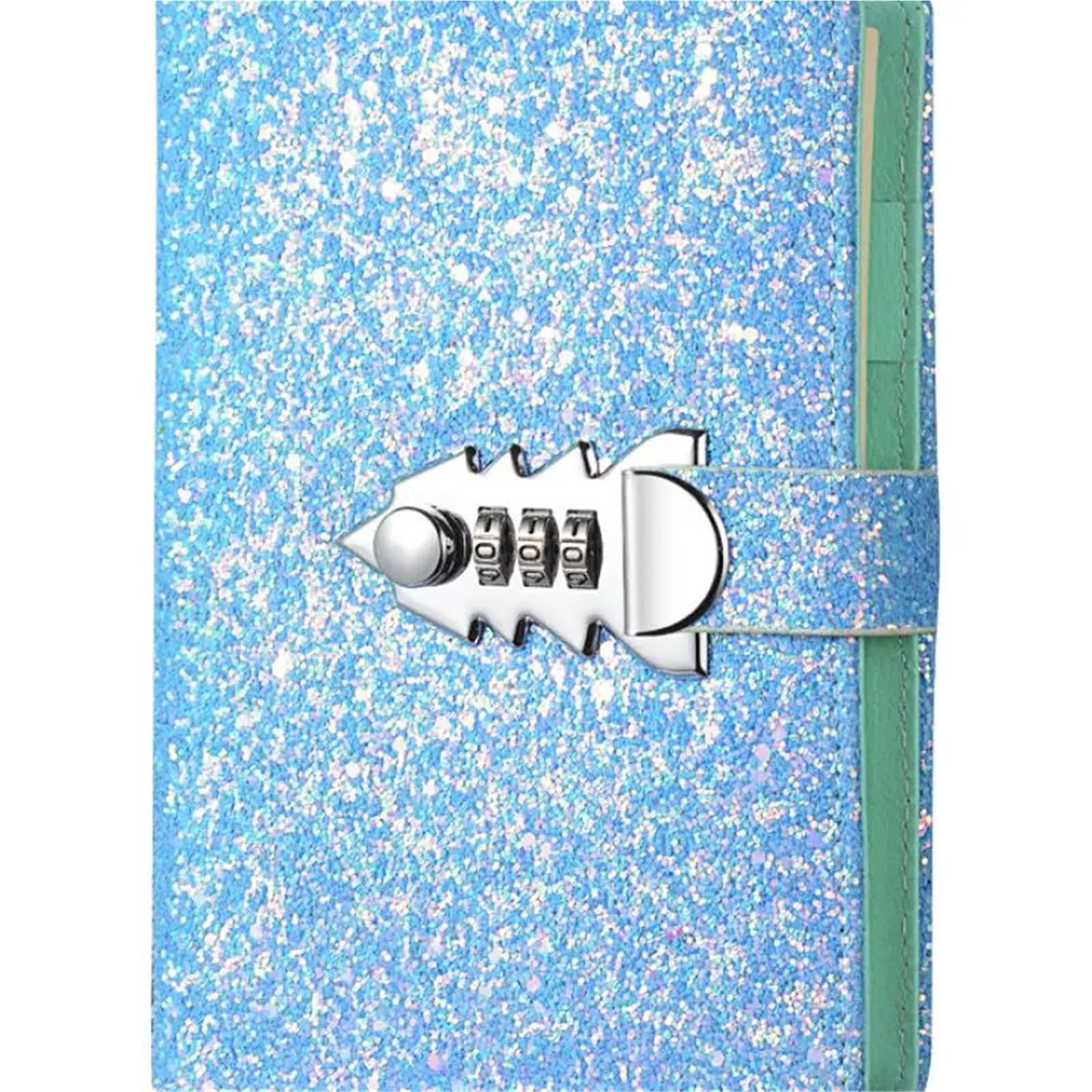 Tagebuch Mit Schloss 185 * 135mm 260 Seiten Pailletten Code Notebook Tagebuch Schloss Dicke Handbuch Büro Schule Schreibwaren Passwort notizblock(Golden)