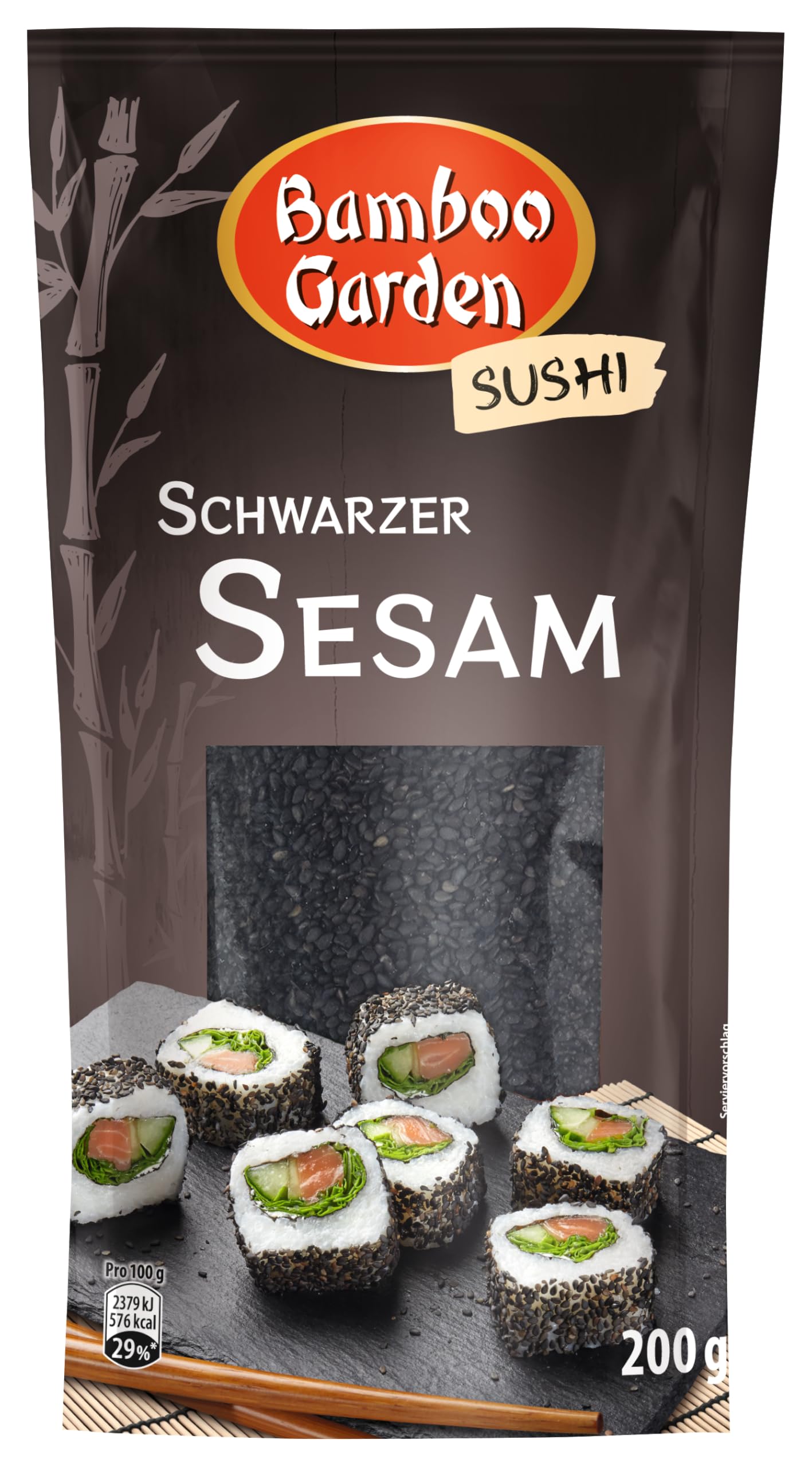 Bamboo Garden - Sesam schwarz | Zum Würzen und Dekorieren von Sushi, Miso-Suppen, Nudelgerichten | 200 g im Beutel