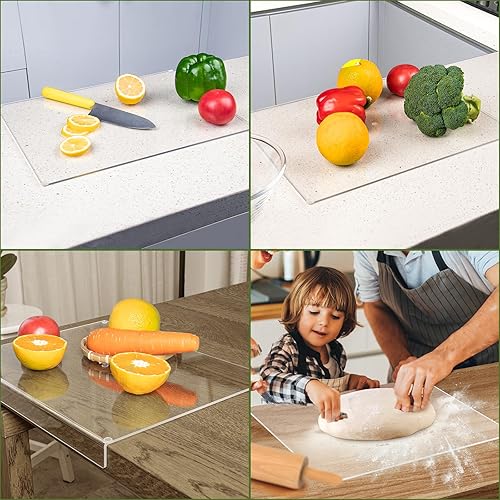 Miniatura 7 de Tablas de cortar acrílicas para encimera de cocina, tabla de cortar transparente para encimera con labio, tabla de cortar transparente