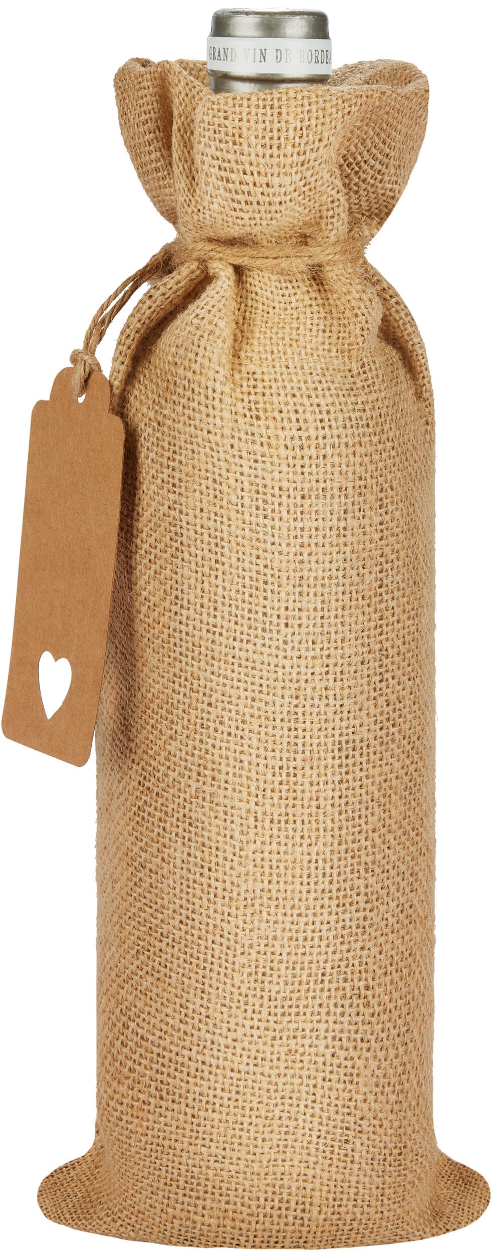 Brubaker Sacchetto da Vino per Natale in Juta - Unicolore - 36 cm x 17 cm - Borsa da Vino per Vino, Spumante e Champagne - Sacchetto da Bottiglia per Regalo di Natale