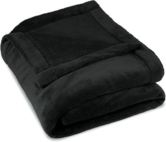 CelinaTex puszysty koc 150 x 200 cm czarny koc sofa ciepły koc miękki polar z mikrofibry OEKO-TEX Montreal