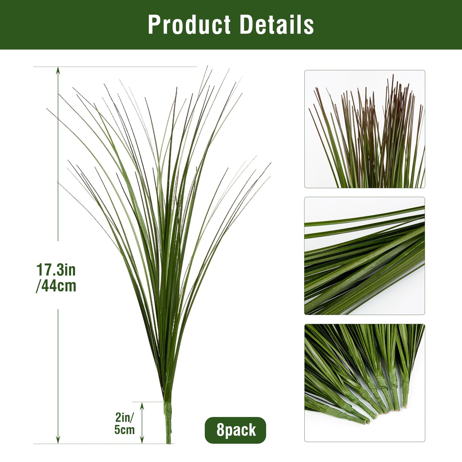 Lot de 8 plantes artificielles en plastique de 43,9 cm avec tiges de verdure pour décoration intérieure et intérieure