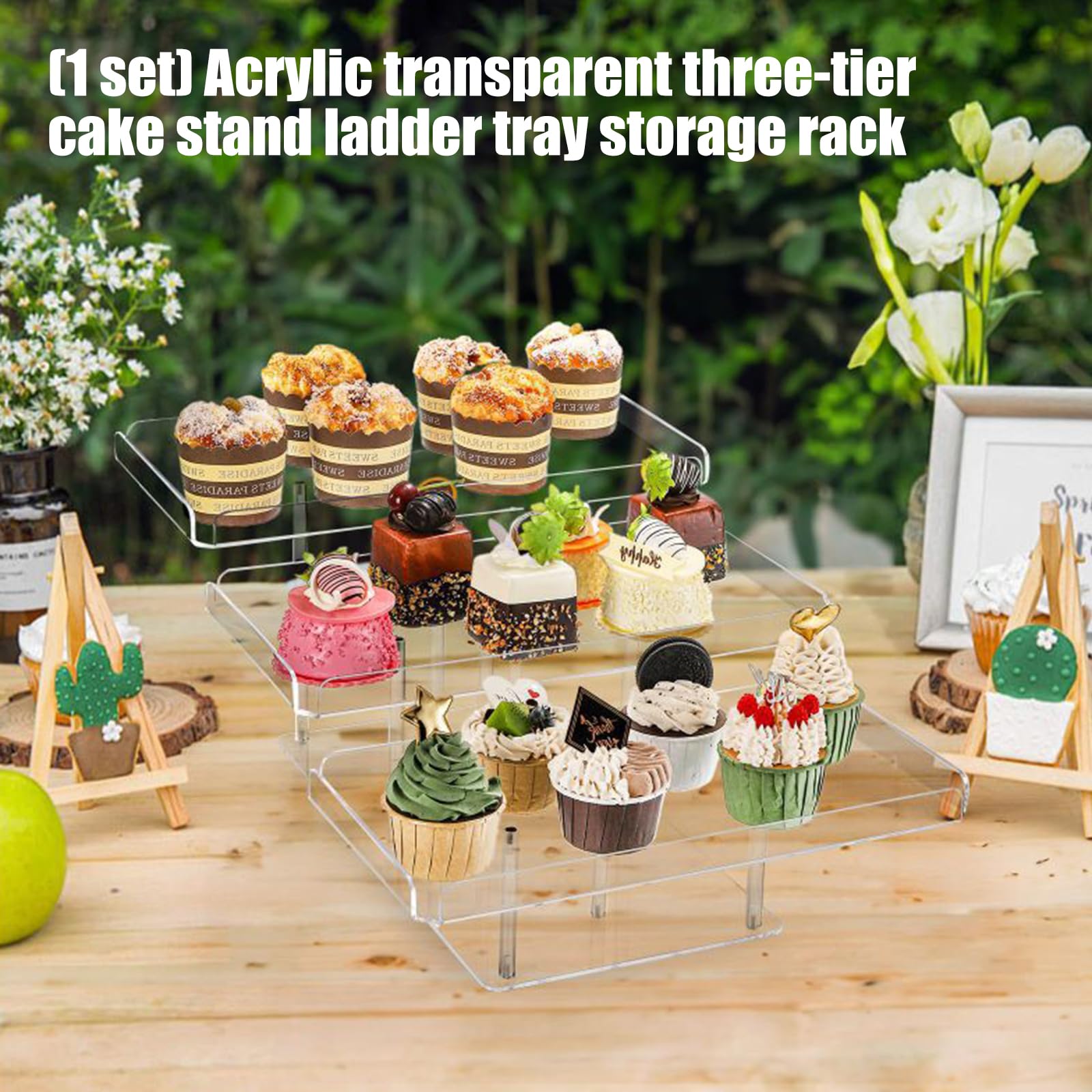 Moderna per Torte in Acrilico a 3 Livelli Scaffale Trasparente per Esposizione Dolci Forniture per Feste Piattaforma Servizio Stabile a più Strati Cucine domestiche Supporto per Torte