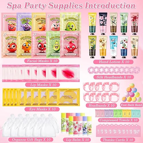 Miniatura 4 de 110PCS Spa Party Supplies for Girls,Spa Party Favors Include Lip Mask,Foot Bath Bombs,Face Masks,Lip Mask Skin Care Kit,Mothers Day Gifts,Bulk