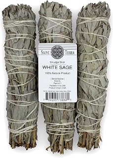 Saint Terra - Extra Large White Sage Smudge Stick (8 Inches Long) Pack of 3