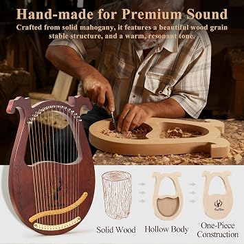 Lyre Harp, 16-String Mahogany Lyra Harp Kit for Beginners Adults