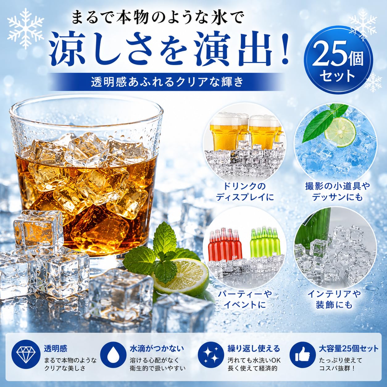 Amazon.co.jp: VICHE CATT ディスプレイ アイス 角氷 氷 サンプル