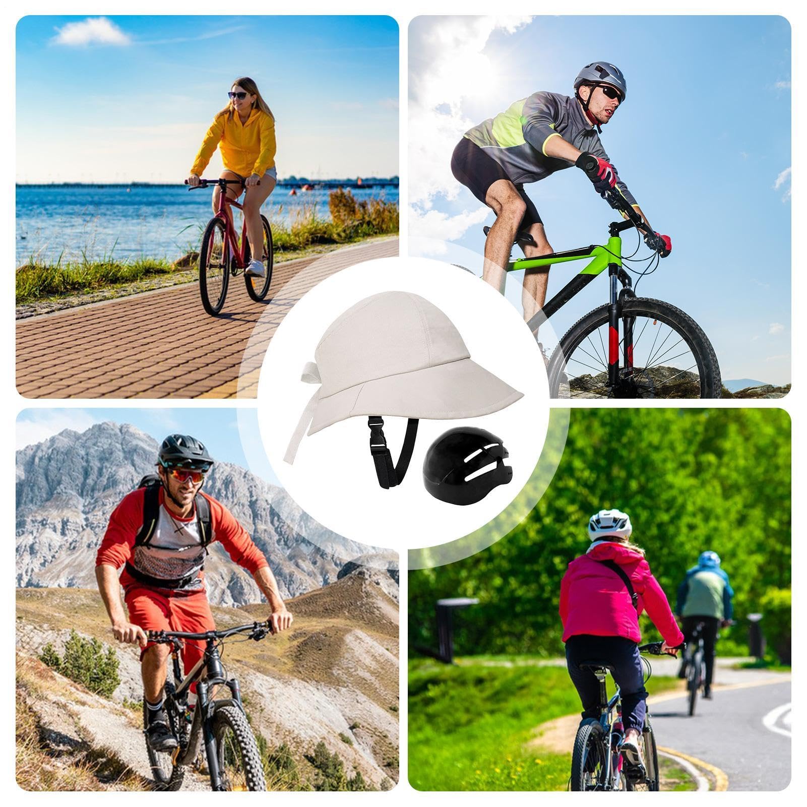 Casco De Bicicleta Estilo Sombrero - Sombrero De ala Ancha Y Protección Solar | Casco De Seguridad para Ciclismo - para Ciclistas Playa Ocio Ciclistas Casuales Verano Caluroso Y Ciclismo Al Aire