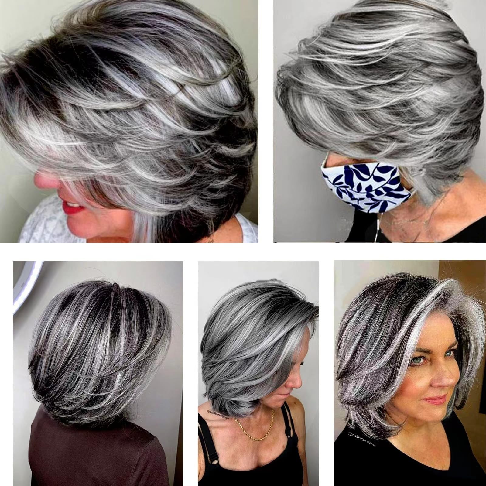 Amazon.com : Aisaide Dark Gray Layered Bob Wig with Curtain 