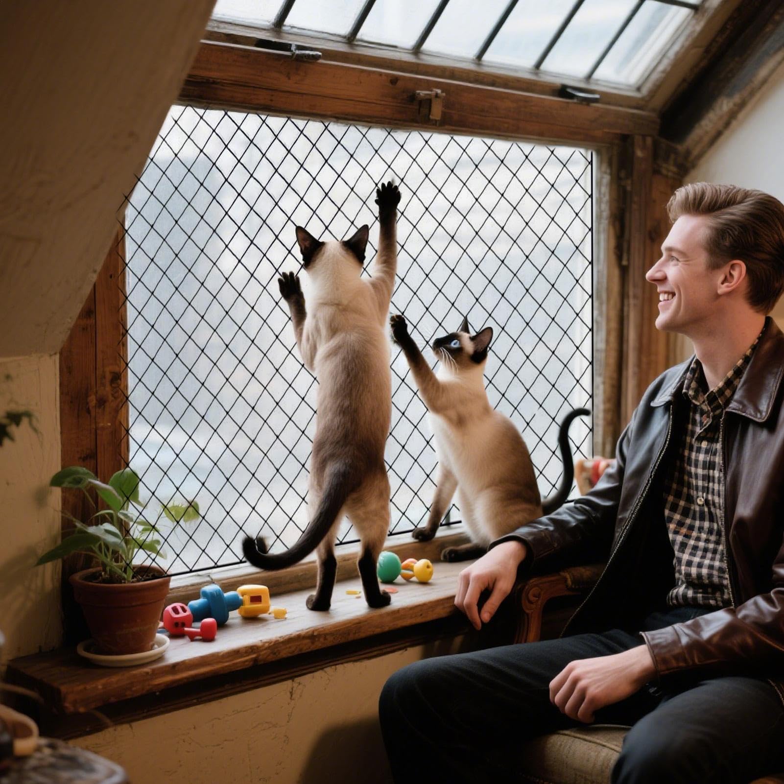 Balkonschutz für Katzen | Sicherheitsnetz für Balkon, Garten, Fenster & Innentreppen – Haustier-Sicherheitszaun für Katzen, einfach zu installieren